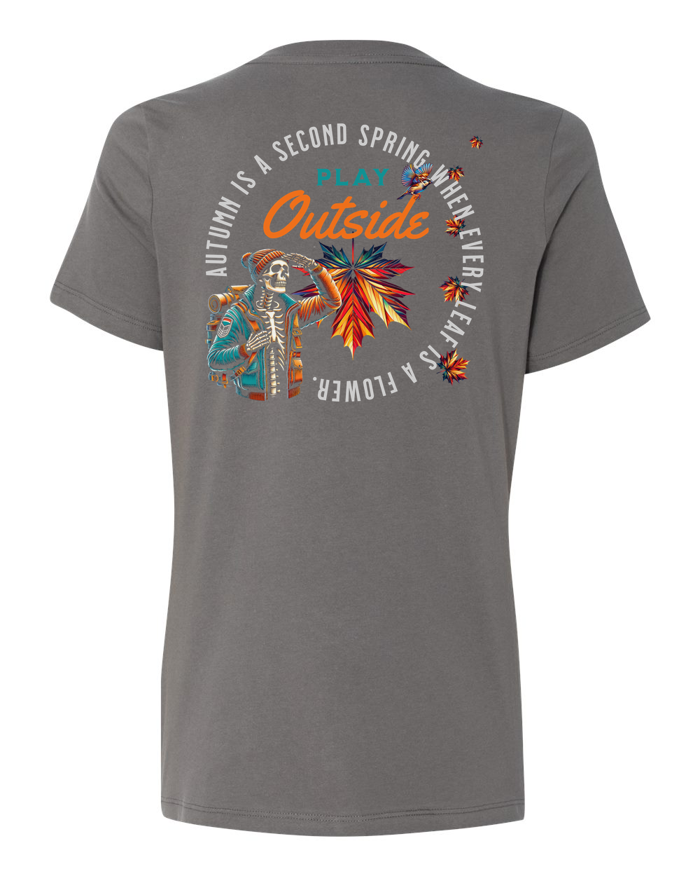 Autumn Flowers (Black Knockout) Women's V-Neck Asphalt (BC6405B)
